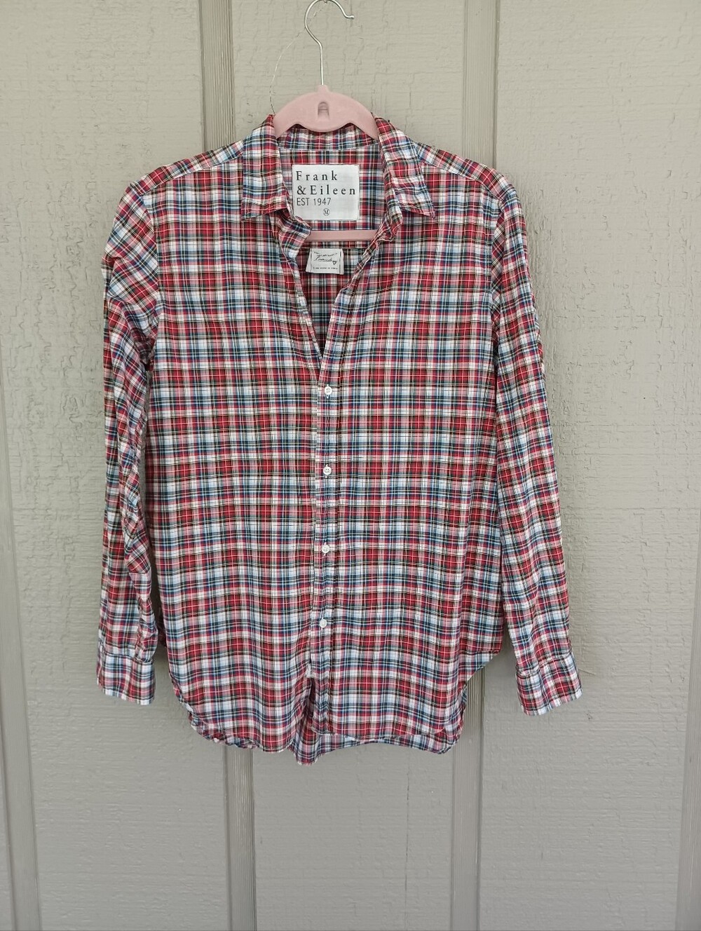 Frank and Eileen Frank Plaid Shirt Size M Women Preppy Cotton Long Sleeve Button